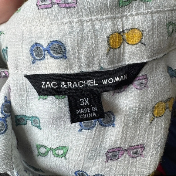 White Glasses Print Button Down Shirt Zac & Rachel - Picture 5 of 5